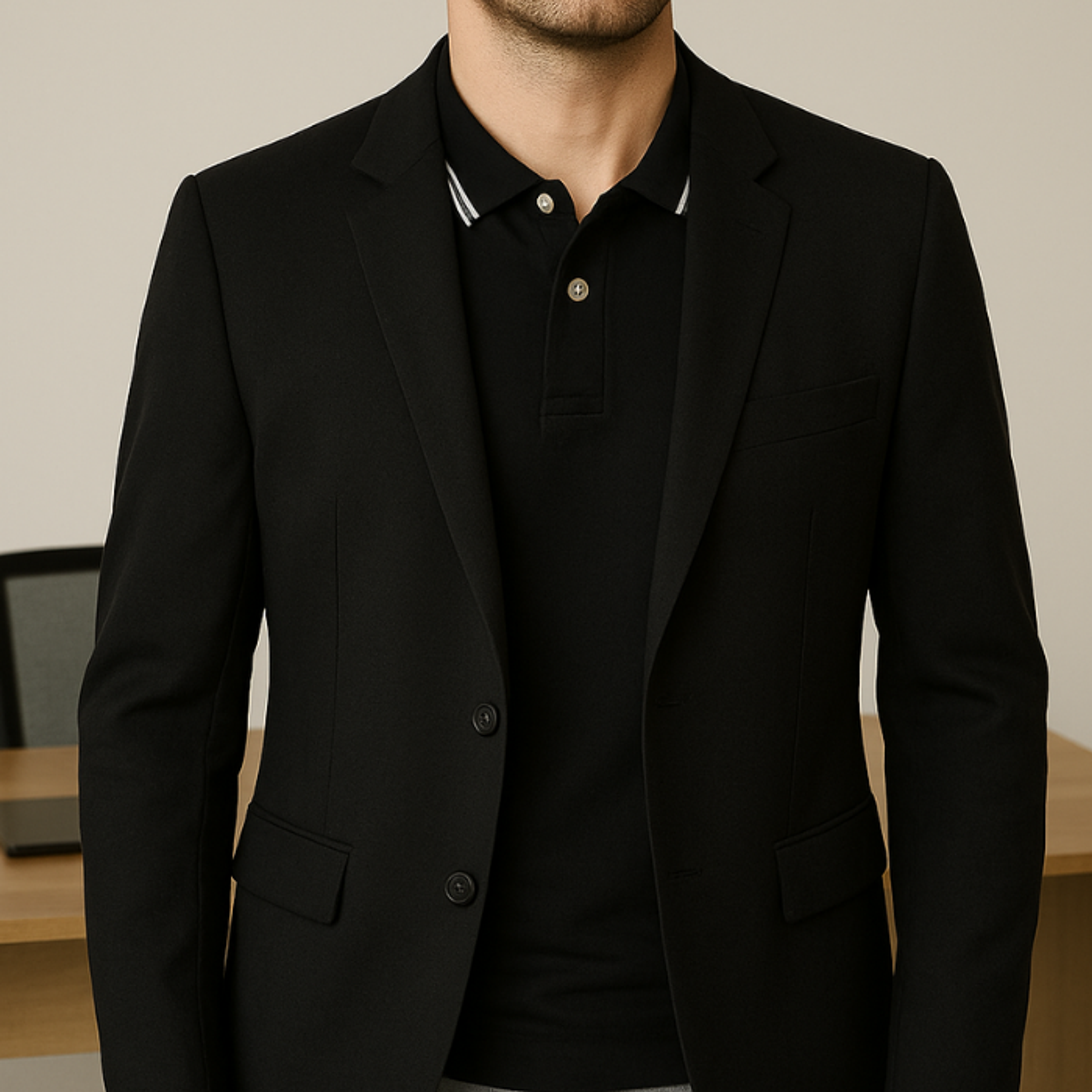 Pohodlný blazer a polo tričko